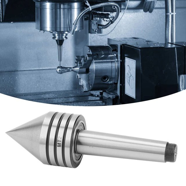 Aramox Reitstock Live Center HSS mit 60-Grad-Genauigkeit MT2 für CNC-Drehmaschinen in Silber - Bild 1