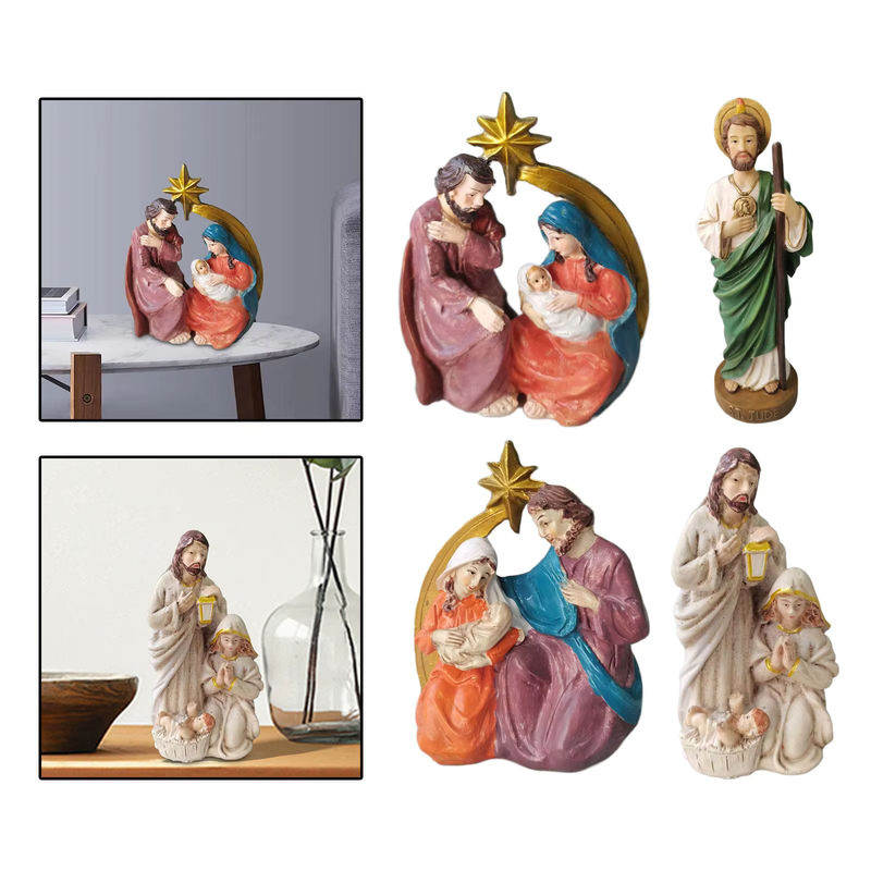 Kesoto Krippe Figurenset mit Baby Jesus aus Kunstharz, mehrfarbig, klassische Weihnachtsdekoration - Bild 3