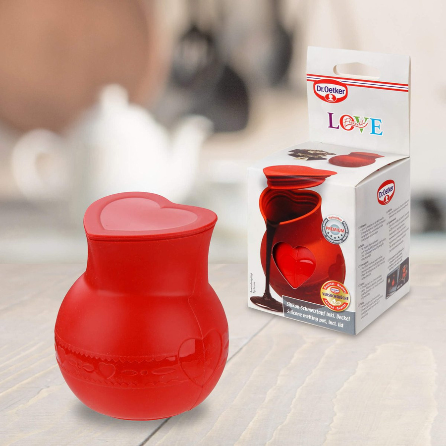 Dr. Oetker Schmelztopf Flexibel Love mit Deckel aus Silikon in Rot, 0,25 l - Bild 2