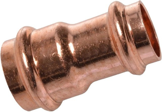 Kirchhoff CU-Reduzier-Doppelmuffe aus Messing in Blank mit 2 Muffen, Durchmesser: 22 mm x 18 mm - Bild 1