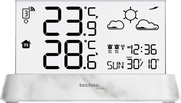Technoline Wetterstation WS 6782 Funk-Thermometer in Weiss und Blau mit bis zu 3 Sensoren