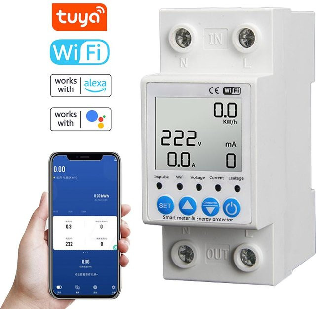 Tuya WiFi Intelligenter Leckageschutzschalter zur Stromspannungsüberwachung mit Timer Funktion in Bunt - Bild 1