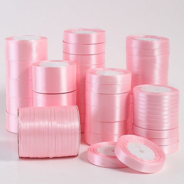 Rosa Seidensatinbänder für Bastelbedarf, Hochzeit und Dekoration, 25 Yards - Bild 1