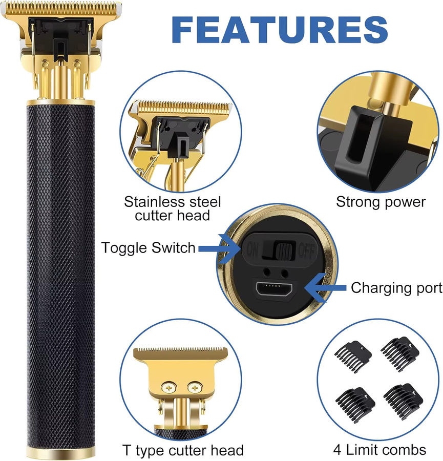 XMSJ Haarschneidemaschine, Gold, für Herren, Bart- und Körperhaar-Trimmer - Bild 3