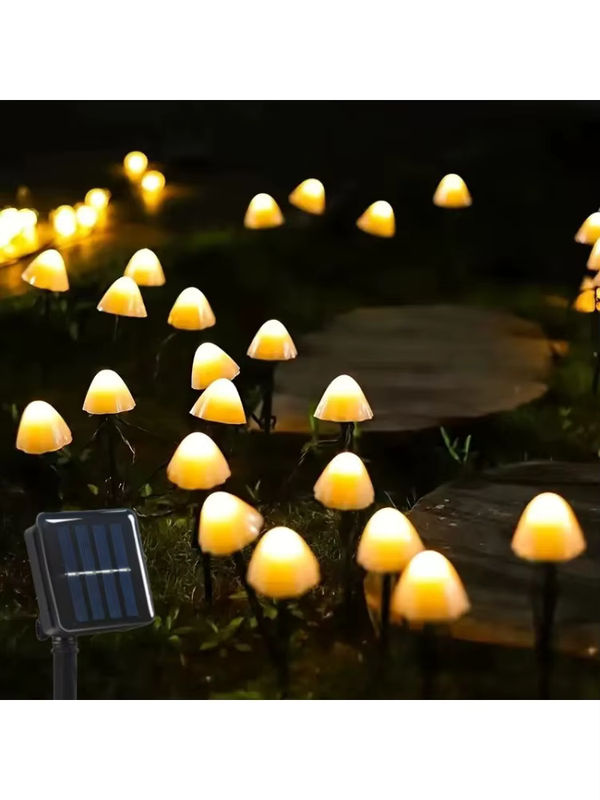 12 Stück Pilz-Solarleuchten von OKAL RED EAST in Schwarz als dekorative Solar-Wegeleuchten für den Garten und Außenbereich mit 8 Modi - Bild 7