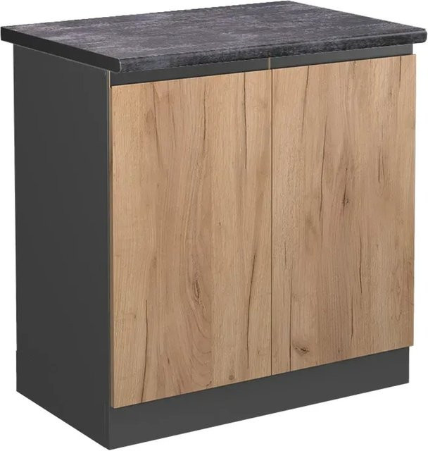 Vicco Spülenunterschrank R-Line Goldkraft Eiche Anthrazit B: 80 cm, T: 60 cm, H: 76,6 cm - Bild 1