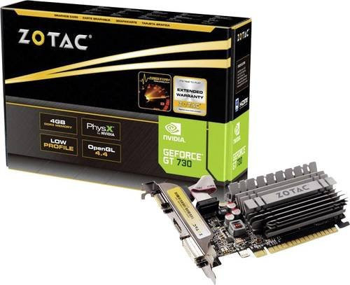 Zotac GeForce GT 730 Grafikkarte 4GB DDR3 PCIe x16 Low Profile Schwarz mit HDMI, DVI und VGA - Bild 1