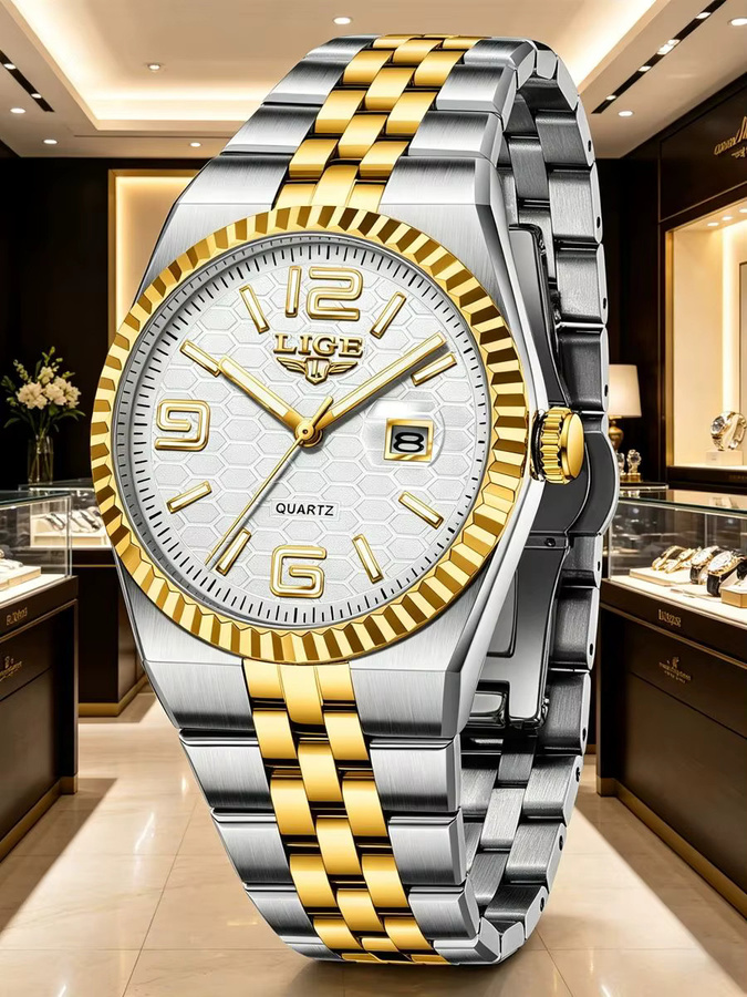 LIGE Armbanduhr Edelstahl, Quarz, Datum, Herren - Bild 7