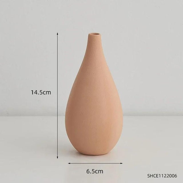 Moderne Keramikvase von Yiran Furniture in Beige für Blumenarrangements und Tischdekoration - Bild 1