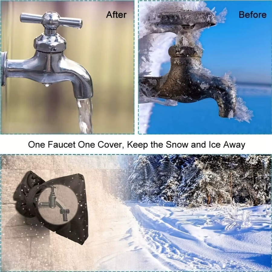 DUTRIEUX Outdoor-Wasserhahn-Abdeckung zur Frostschutz-Isolierung, Schwarz - Bild 4