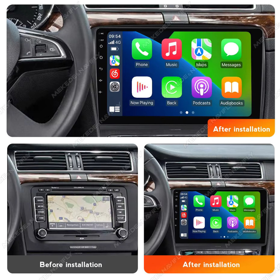 MEKEDE & NAVIFLY Auto DVD Multimedia Player für Skoda Superb 2 B6 (2008-2015) mit GPS, WiFi, Carplay und 2 Din Stereo Kopf Einheit in Schwarz - Bild 2
