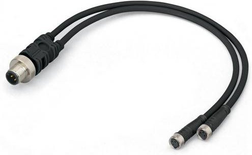 WAGO 756-5513/040-020 Sensor-Aktor-Verteiler und Adapter Set, M8 Stecker gerade zu Buchse gerade, Schwarz, 2,00 m, 10 Stück - Bild 1