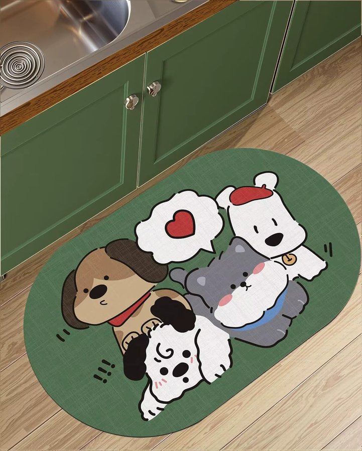 VIKAMA Rutschfeste Fußmatte mit Cartoon-Tier-Motiv in Mehrfarbig, weiche Schlammmatte für Badezimmer, Schlafzimmer oder Wohnzimmer, B/T: 60 x 40 cm - Bild 1