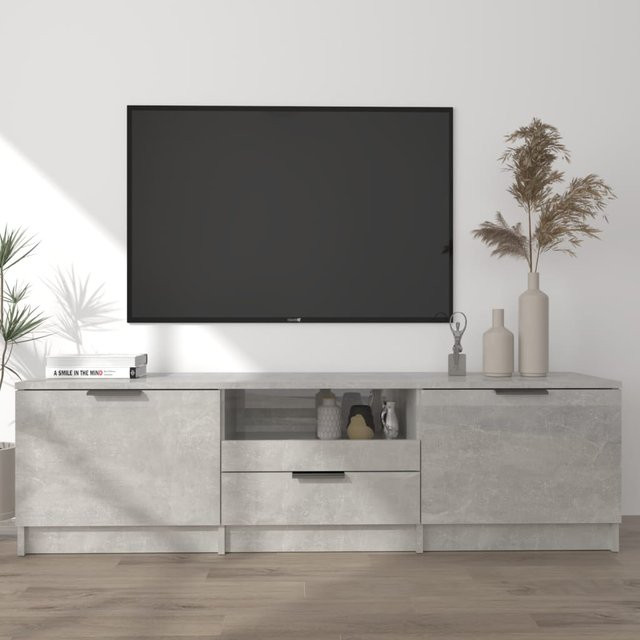 vidaXL TV-Schrank modern in Betongrau aus Holzwerkstoff, B/T/H: 140 x 35 x 40 cm - Bild 3