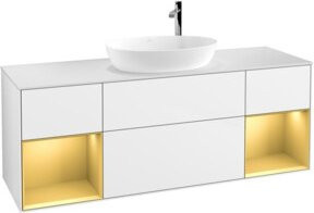 V&B Finion Waschtischunterschrank mit Wandbeleuchtung, Farbe: Weiß lackiert mit Gold, Breite: 160 cm, Tiefe: 50,1 cm, Höhe: 50,1 cm - Bild 1