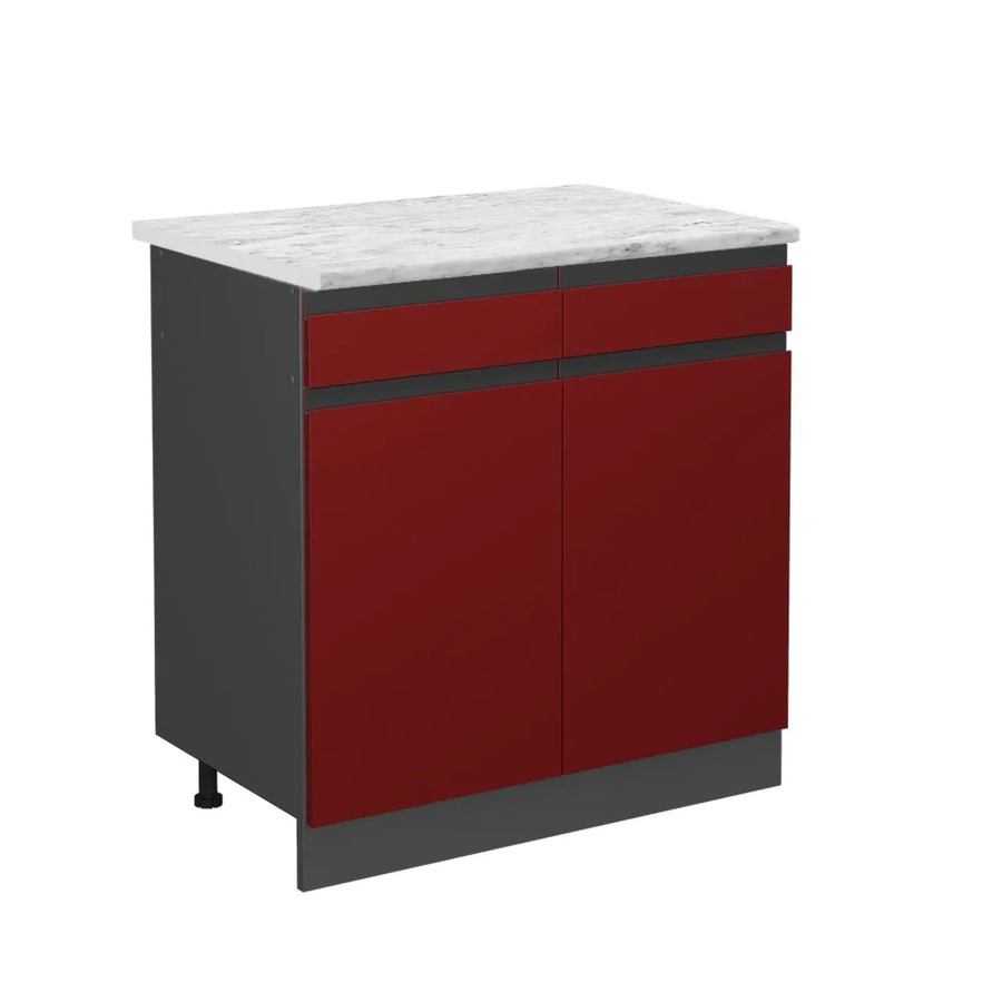 Vicco R-Line Schubladenschrank für die Küche in Rot mit Marmor-Optik, B: 80 cm, H: 81,6 cm, T: 46 cm - Bild 2