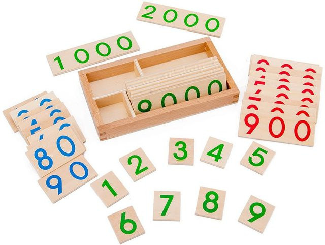 Kidsly Lernkarte Mathematik, Holz Montessori, Zahlen 1-9000, Lernspielzeug - Bild 1