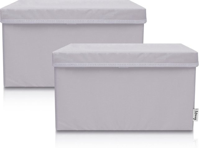 Lifeney Aufbewahrungsbox 2er-Set mit Deckel aus Stoff, grau, B/T/H: 37 x 25 x 21 cm - Bild 1