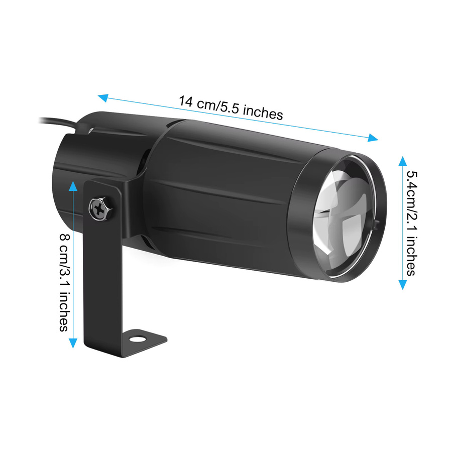 U'King 2er Set LED Pinspot Scheinwerfer 3W Schwarz für DJ, Disco und Party mit Spiegelkugel-Effekt - Bild 3