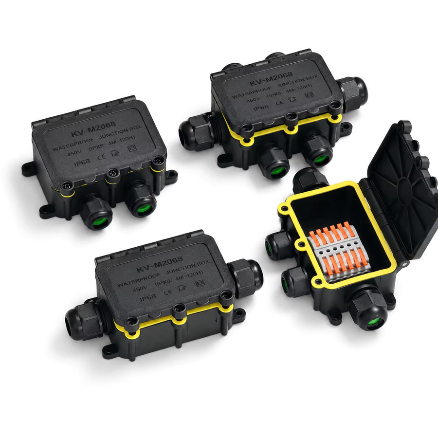 Wasserdichte Anschlussdose IP68 in Schwarz mit 2-8 Wegen und 6-poliger Ausführung für elektrische Kabelverbinder, 32A, 450V, 0,08-4,0mm² Kabelspleiß für Außenbeleuchtung - Bild 3