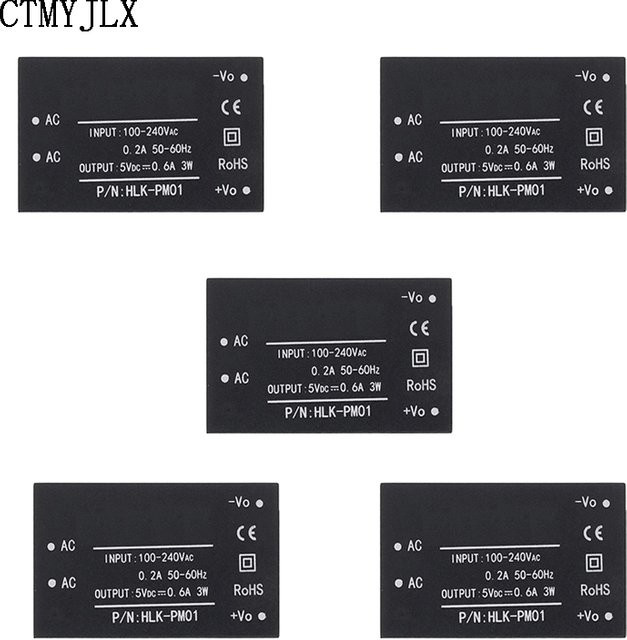 5 Stück HLK-PM01 HLK-PM03 HLK-PM12 Mini-Stromversorgungsmodul AC-DC 220 V auf 5 V/3,3 V/12 V für intelligente Haushaltsschalter in Schwarz - Bild 1