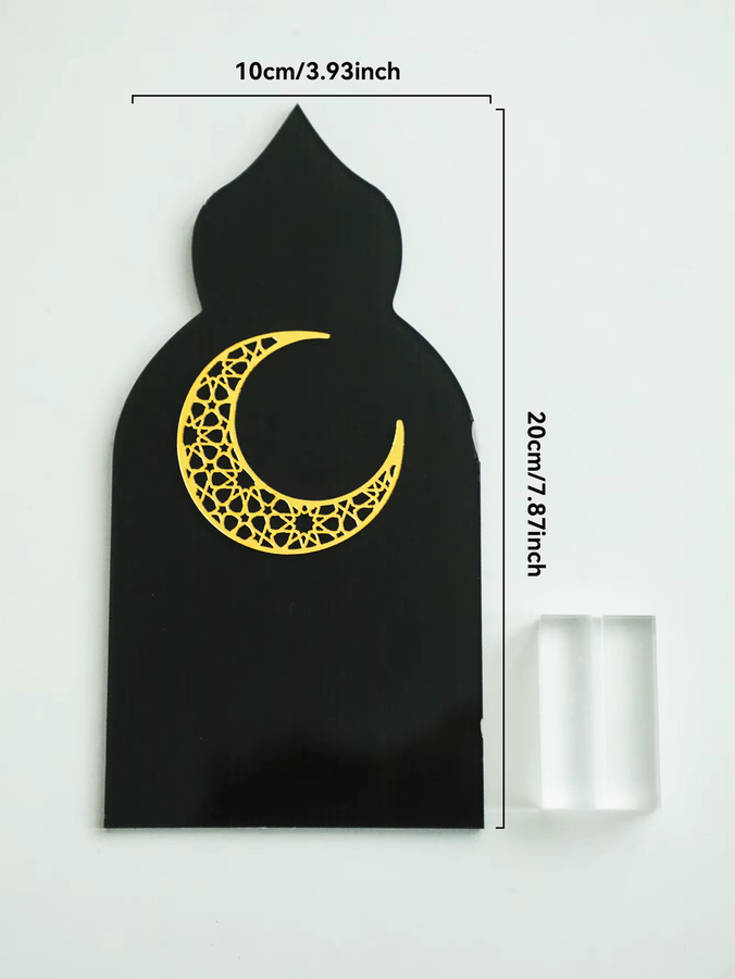 Islamische Ramadan Tischdekoration Laterne mit Mond und Blumen aus Acryl in Schwarz für Eid Mubarak und Muslimische Feste - Bild 4