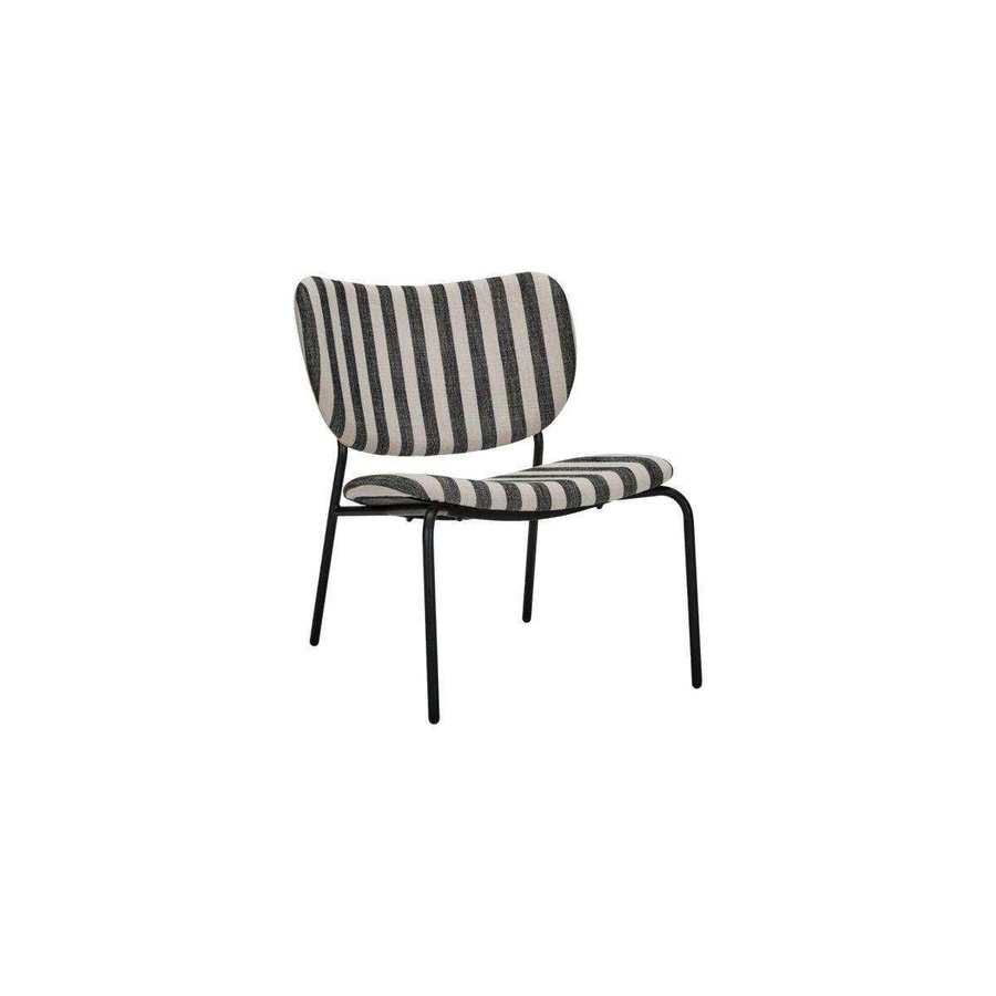 House Doctor Lounge Stuhl Longa in Off White mit gestreiftem Stoff und Metallrahmen - Bild 1