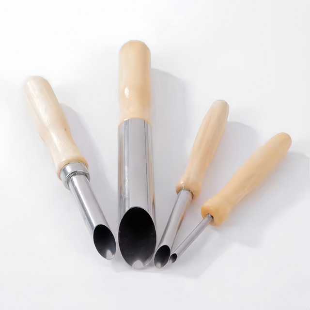 4er-Set Rundlochstanzer aus Edelstahl in Silber und Braun für Keramik und Tonkunst - Bild 1