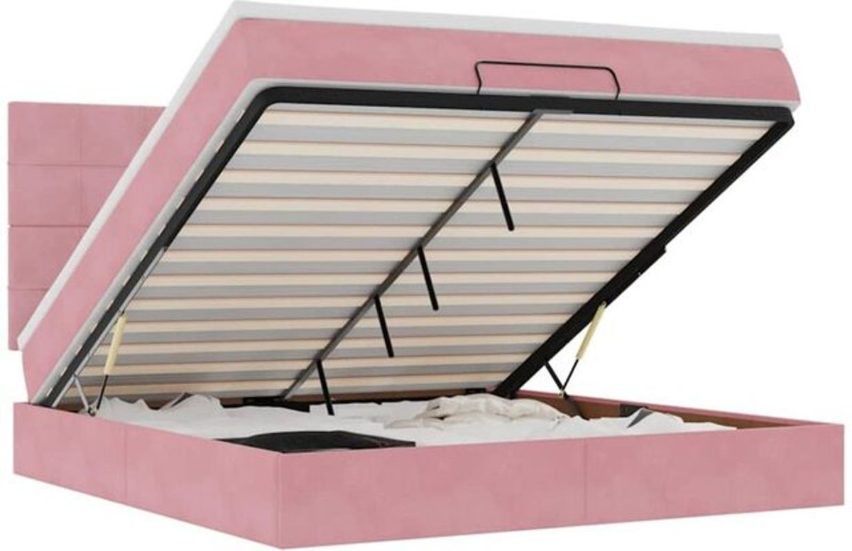Vidaxl Ottoman Polsterbett mit Matratze und LED in Rosa aus Samt, B/T/H: 160 x 200 x 128 cm - Bild 1