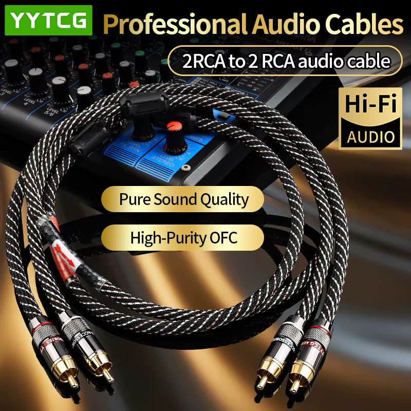 YYTCG HIFI Stereo RCA Audio Kabel 2RCA auf 2RCA mit vergoldeten Steckern in Schwarz und Gold - Bild 3