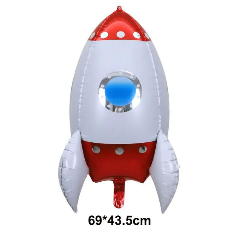 xly1818 4D Stehende Raketenballons aus Alufolie in Rot für Weltraum Thema Geburtstagsparty und Kindergeburtstag - Bild 2