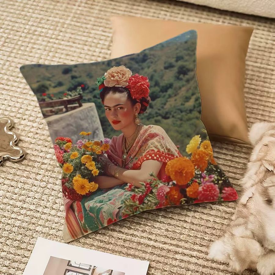 SINGER Kissenbezug Frida Kahlo Multicolor mit Anti-Dustmite-Schutz und unsichtbarem Reißverschluss - Bild 2