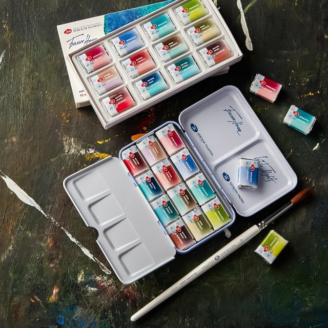 Russische weiße Nacht Aquarellfarben Set mit 12 Farben in der Originalverpackung für Kunststudenten und Malerei, Multicolour - Bild 1