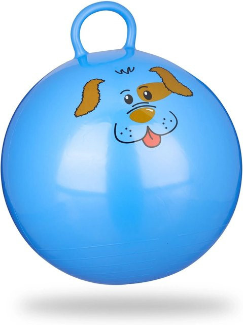 Relaxdays Hüpfball Kinder Blau mit Griff - Bild 1