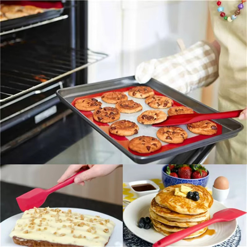 WIKHOSTAR Silikonschaber in Lila, Hitzebeständiger Silikonspatel zum Kochen und Backen - Bild 3
