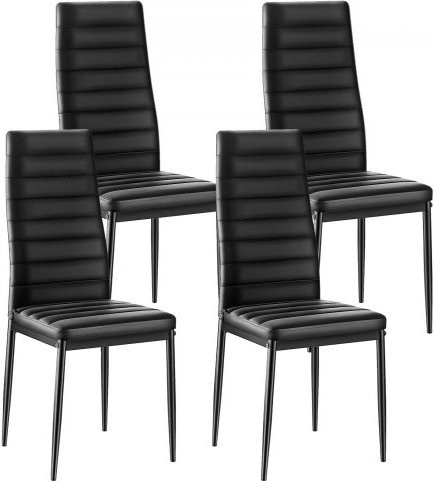 VEVOR Esszimmerstuhl Set aus 4 Stück, moderner gepolsterter Leder-Beistellstuhl in Schwarz mit Metallbeinen und dicken Kissen - Bild 1