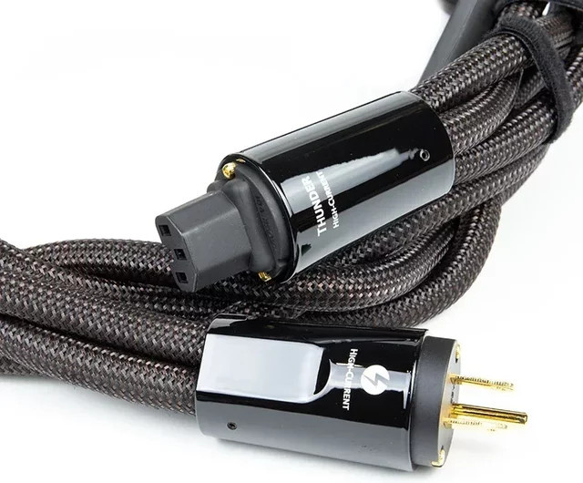 Thunder High Bass Hifi Audio Stromkabel mit Rauschableitung in Schwarz - Bild 1