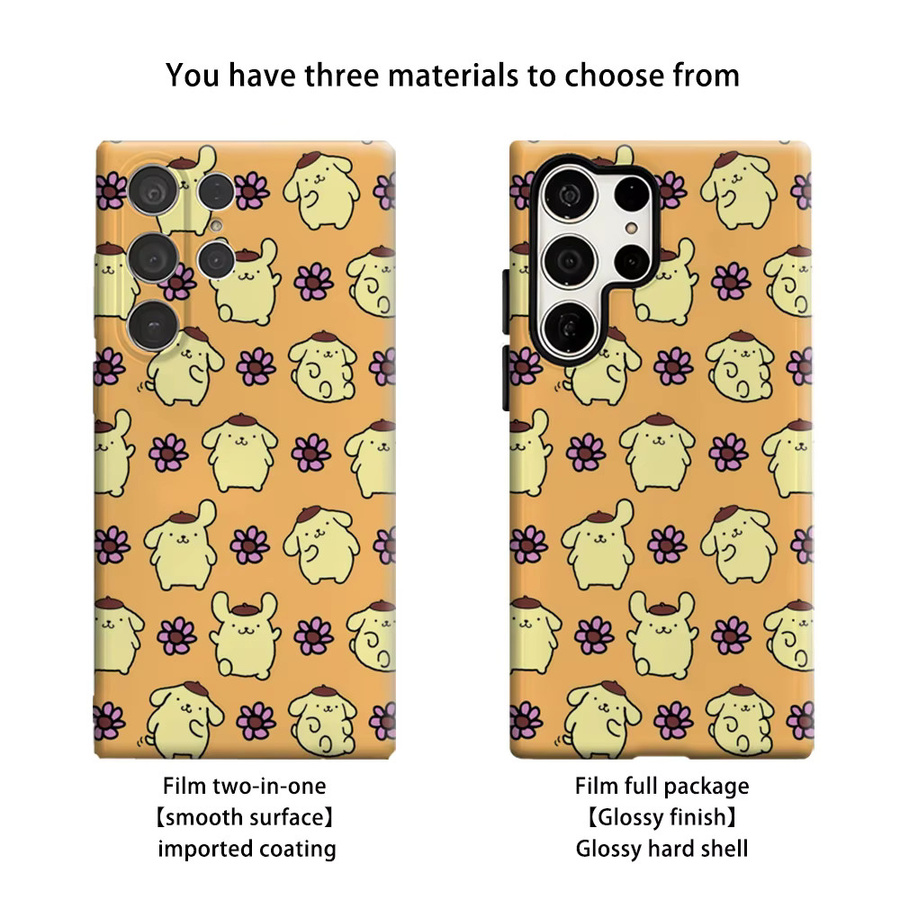 Stoßfeste Doppelschicht Handyhülle mit Terrakotta-Welpen und lila Blumen für Samsung Galaxy S25 Ultra, S24 und S23 Ultra Plus - Bild 2