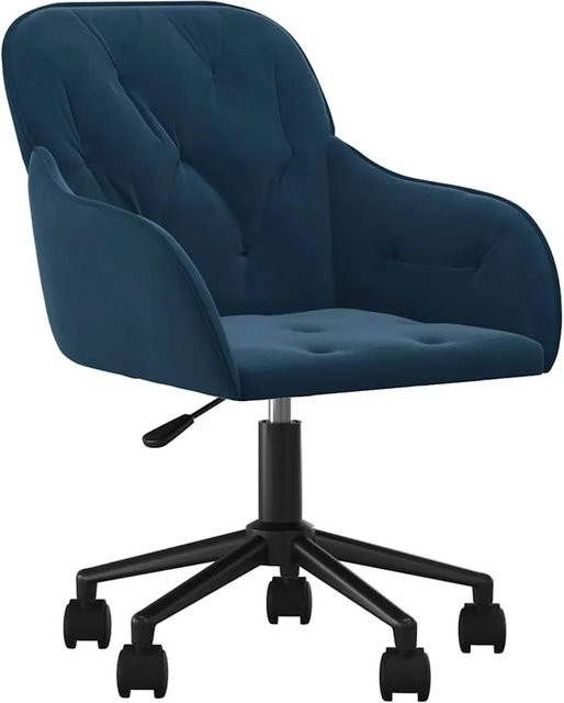 vidaXL Bürostuhl aus Samt in Blau, drehbar mit Armlehnen und Rollen, B/T/H: 56,0 x 61,0 x 86,0 cm - Bild 1