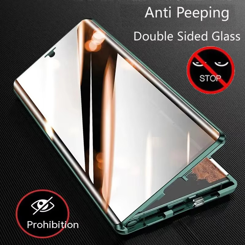 Xiaomi Magnetische Handyhülle aus gehärtetem Glas mit Anti-Peeping-Privatsphäre-Schutz für Redmi Note 12 13 14 Pro Plus 5G, Farbe: Silber - Bild 5