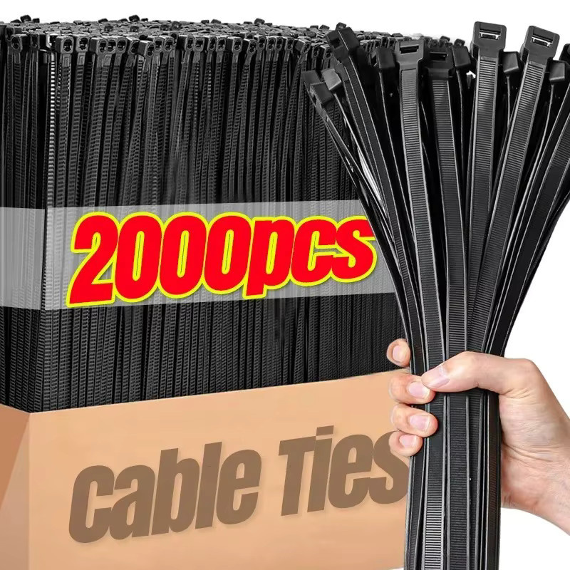 Selbstsichernde Nylon-Kabelbinder aus Kunststoff in Schwarz, verstellbare Kabelbefestigungsschlaufe für dein Home-Office, 150 cm Länge - Bild 2