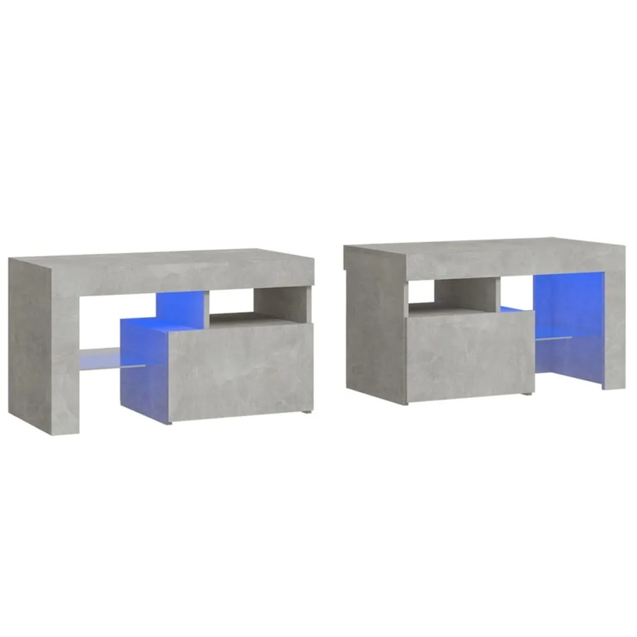 vidaXL Nachttische 2er Set mit integrierter LED-Beleuchtung in Betongrau, B/T/H: 70 x 36,5 x 40 cm - Bild 2