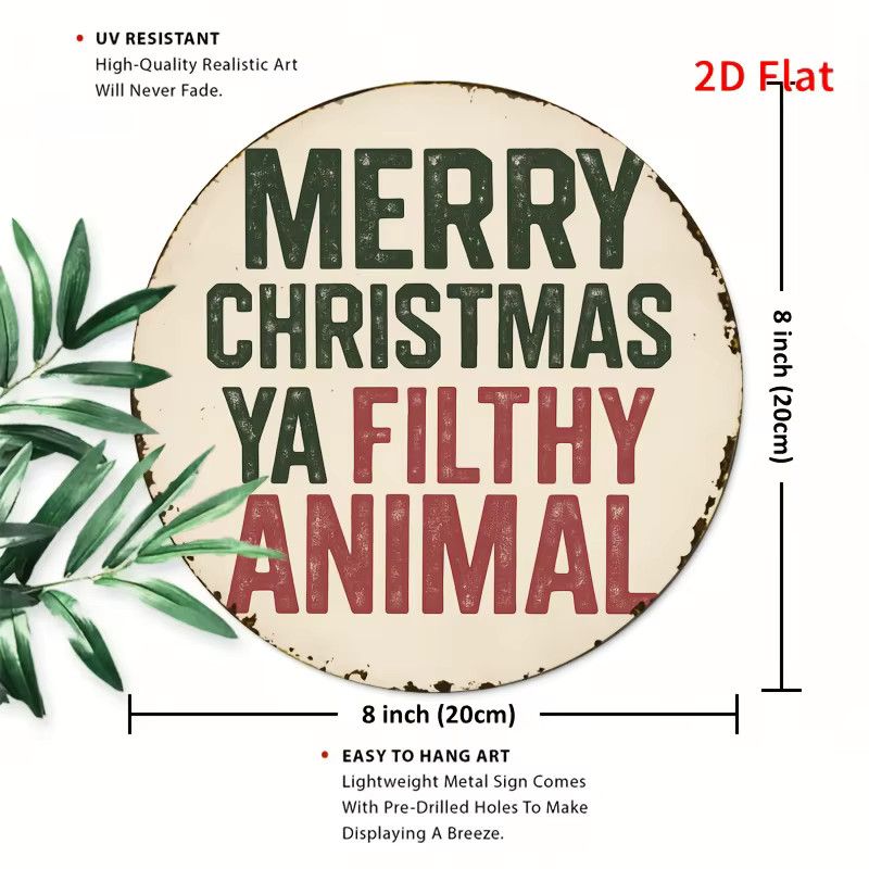 Potdemiel Weihnachtsschild Merry Christmas You Filthy Animal in kräftigem Rot für deine rustikale Bauernhausdekoration - Bild 3