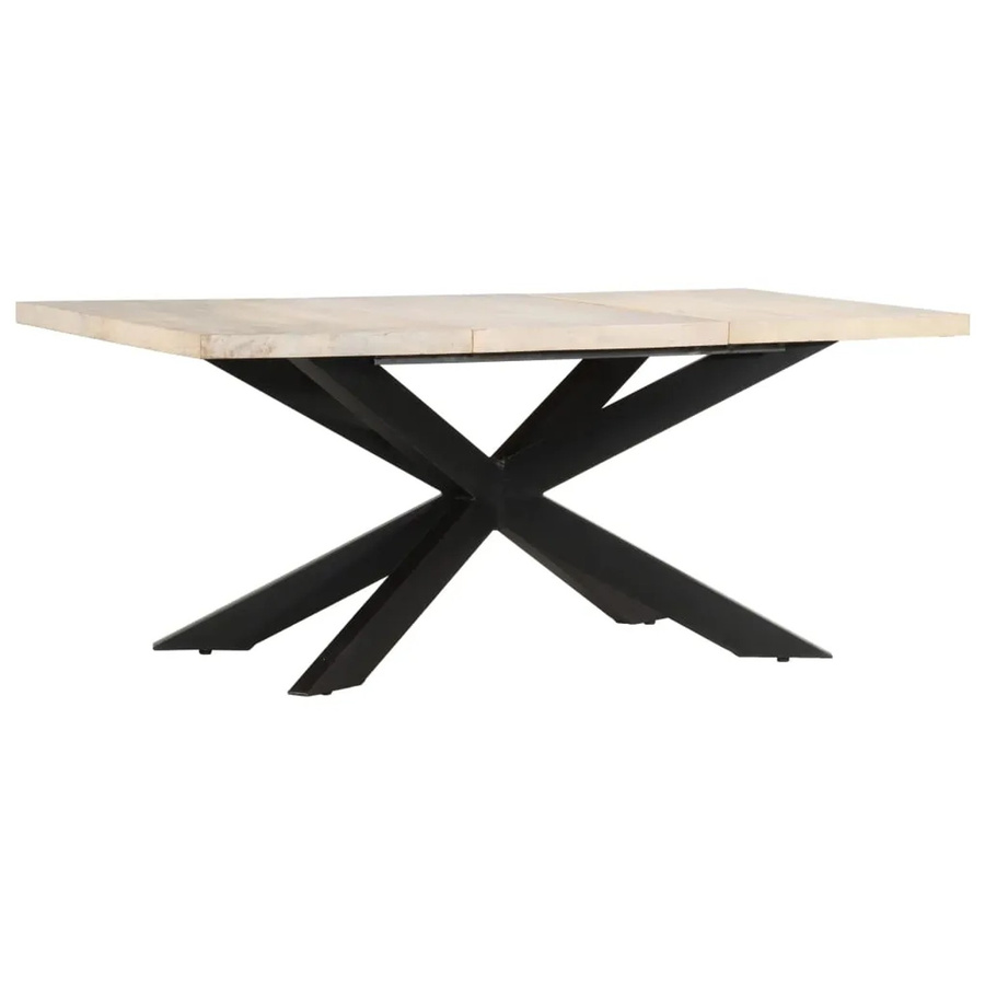 vidaXL Esstisch aus massivem gebleichtem Mangoholz in Beige und Braun, B/T/H: 180 x 90 x 76 cm - Bild 2