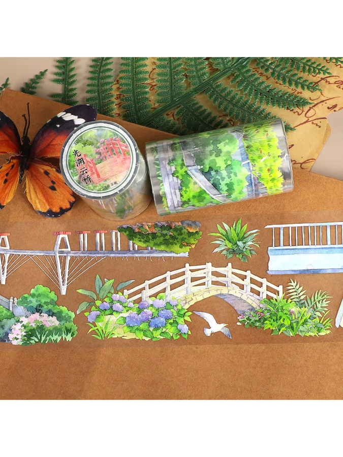 JIANWU Washi Tape Vintage Pflanze und Blume Design für Scrapbooking und DIY Journaling, Multicolour, Breite: 7 cm, Länge: 5 m - Bild 2