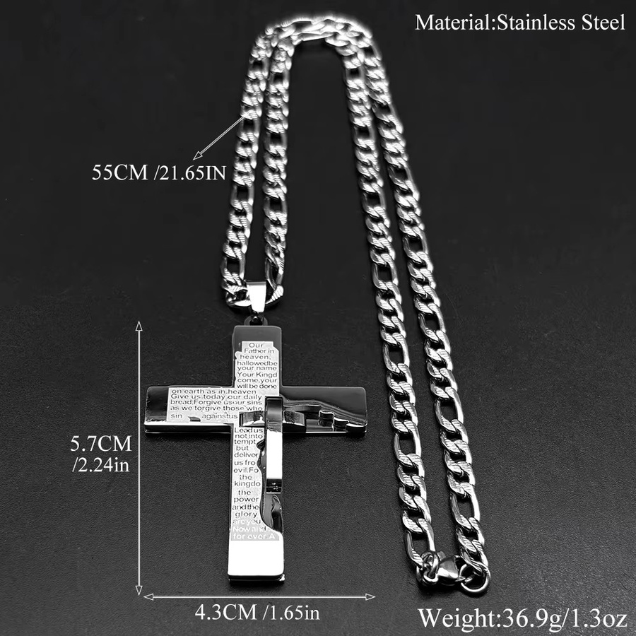 JYTF Halskette Bibel Kreuz Anhänger, Edelstahl, Gold, Unisex, Punk - Bild 4