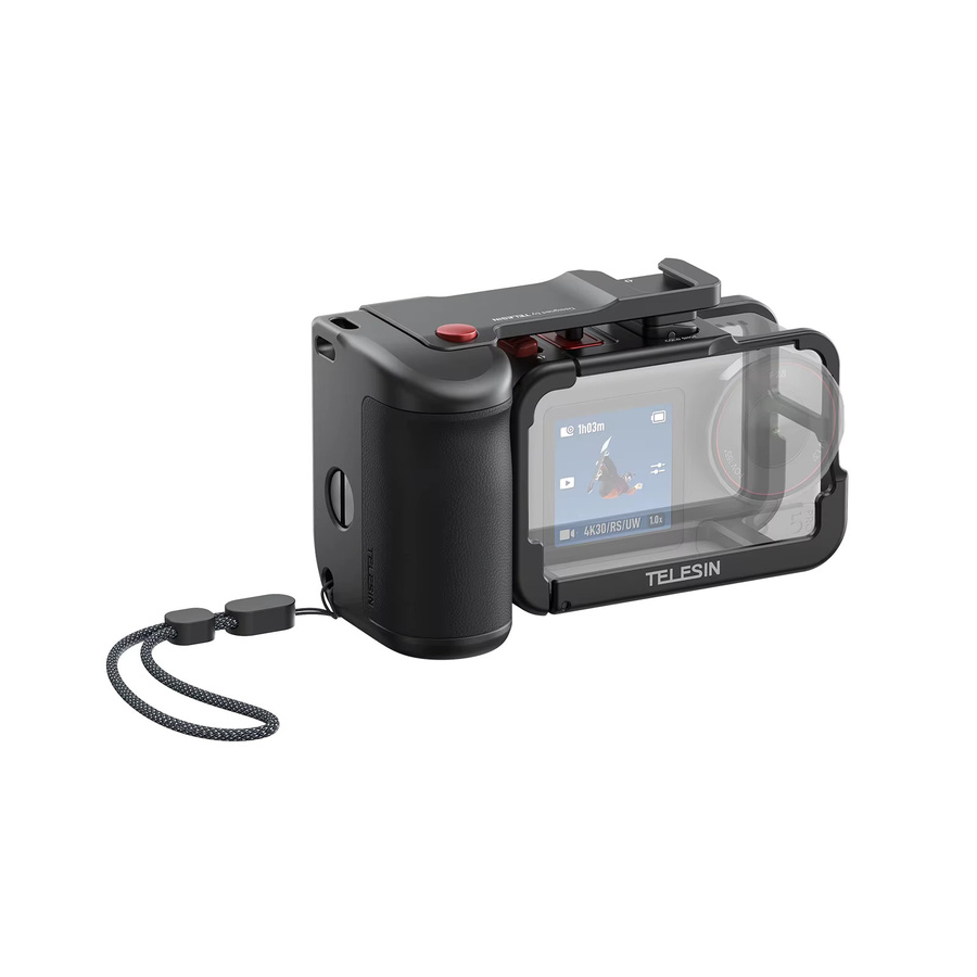 TELESIN StreetGrip Kit für DJI Action 5 Pro, 4 und 3 in Schwarz mit Handgriff, Fernbedienung, Aluminiumlegierung Schutzgehäuse-Set und Cold Shoe Adapter - Bild 5