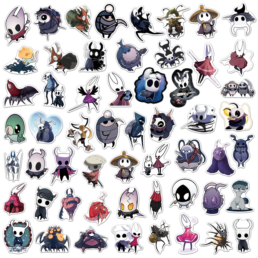 54 Stück Hollow Knight Silksong Aufkleber Set, wasserfeste DIY Sticker in Multicolour für Scrapbooking, Handy und Skateboard - Bild 3