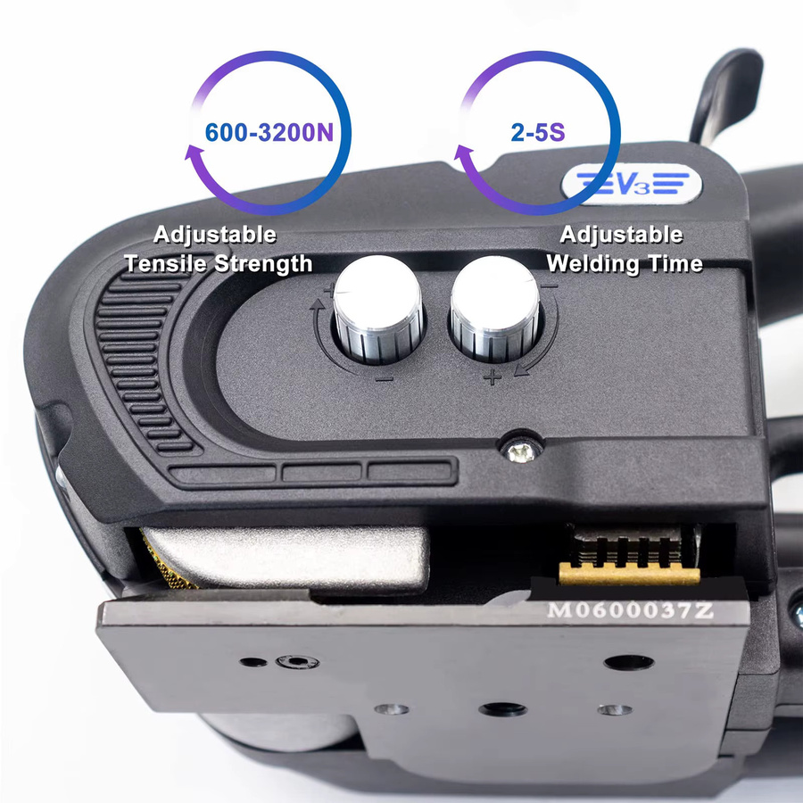 Podofo Wiederaufladbares Heißschmelz-Umreifungsgerät V3 Tragbare Automatische Elektrische Bündelmaschine in Schwarz für 11-16mm PP PET Band mit 3200N und 4000mAh Akku - Bild 7