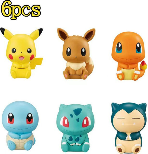 TAKARA TOMY Pokémon Pikachu Charmander Squirtle, Action Figur, 6-teiliges Set - Bild 1